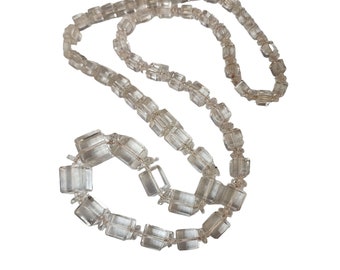 Vintage Art Deco Crystal Cube Necklace (A4439)