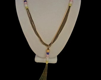 Vintage Colorful Threaded Chain Necklace (A4058)