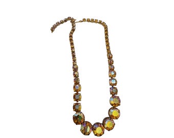 Vintage Rhinestone Headlight Necklace (A5235)
