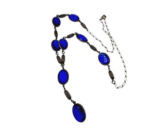 Antique Art Deco Crystal/Glass Lavalier Necklace (A2570)