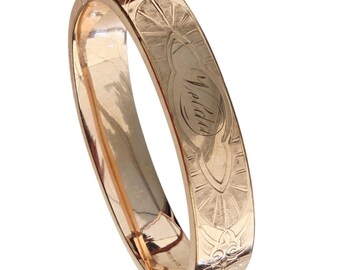 Antique FMCO 1/20th Gold Filled Decorative Bangle W/ Velda or