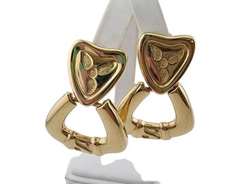 Vintage Signed Givenchy Heavy Door Knocker Clip Earrings 6/38