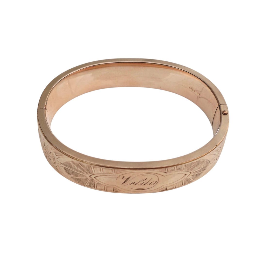 SHIMADANTIQUES × toff : Bangle brass Vintage Vtg Gold Tone Clamper Cuff Bracelet Honey Brown