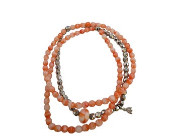 Vintage NOS Bee Charming 3 Strand Crystal Stretch Beaded Bracelet (A9232)