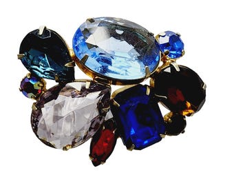 Vintage Unsigned Glass Fruit Salad Brooch (A1682)