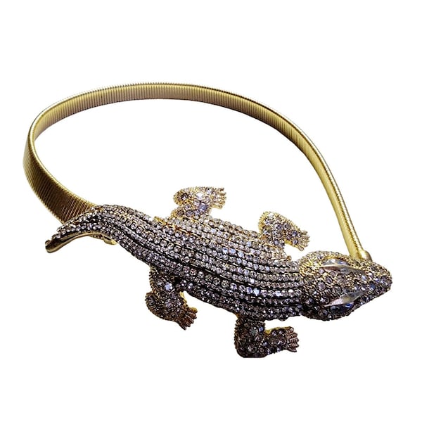 Vintage Huge Jeweled Alligator Belt (A4200)
