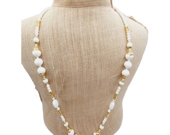 Vintage Bohemian Glass NOS Round Beads Necklace with Original Tag (A669)