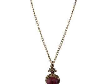 Vintage Goldette Marbleized Glass Pendant Necklace (A3387)