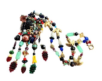 Vintage Rare One Of A Kind Glass Hodge Podge Necklace (A4185)