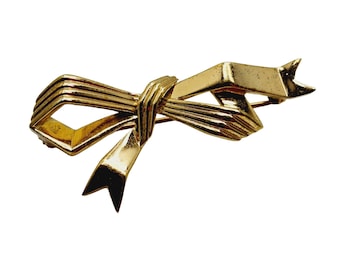 Vintage Signed Crown Trifari Bow Brooch (A840)
