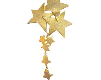 Vintage 80's Signed Ultra Craft Dangling Star Brooch (A2446)