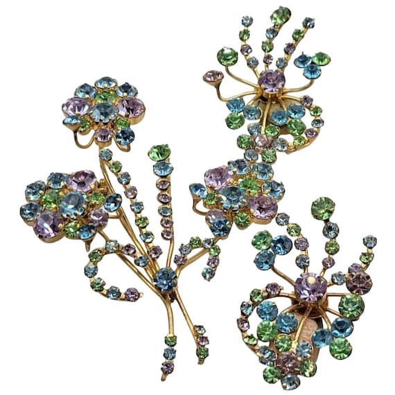 Vintage Signed Austria Huge Pastel Brooch Set (A2649) - Etsy