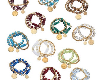 Vintage Triple Strand Crystal Zodiac Charm Bracelets Bee charming