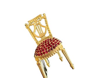 Vintage Rare Signed Karl Lagerfeld Huge Chair Brooch (A1811)