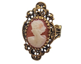 Vintage NOS Adjustable Cameo Ring (A5067)