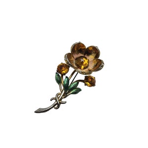 Vintage Wonderful Dimensional Cabochon Flower Brooch (A863)