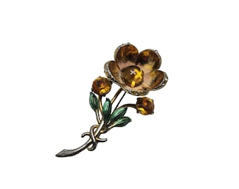 Vintage Wonderful Dimensional Cabochon Flower Brooch (A863)