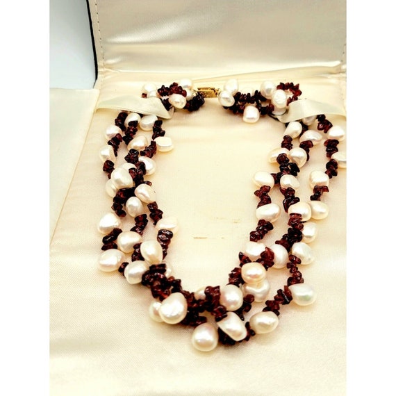 Vintage Estate Cultured Baroque Pearls Garnet Nec… - image 4