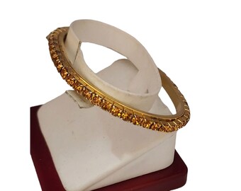 Vintage Heavy Designer Rhinestone 1 Strand Oval Bracelet (A4379)
