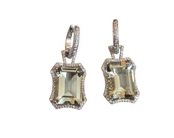 Stunning 925 Sterling Faceted CZ Drop Pierced Earrings (A9475)
