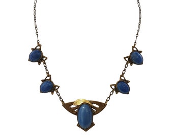 Antique Satin Glass Art Nouveau Necklace (A4288)