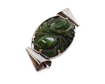 Vintage MCM Molded Glass Art Moderne Pin (A8663)