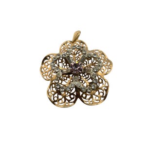 Vintage Rhinestone Flower Pendant (A8092)