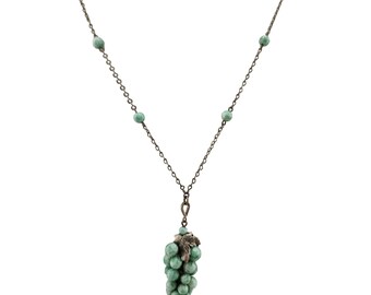 Antique Art Deco Mottled Glass Grape Necklace (A3785)