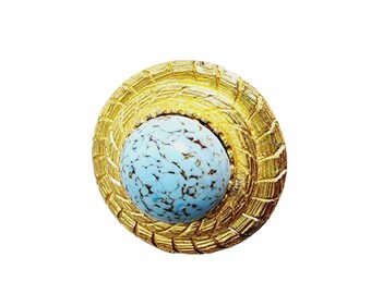 Vintage Hubble Glass Gilded Scarf Clip Brooch (A1420)