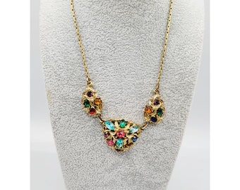 Vintage Rhinestone Colorful Necklace (A256)