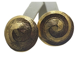 Vintage Givenchy Paris Matte Gold Textured Dome Earrings (A2204)