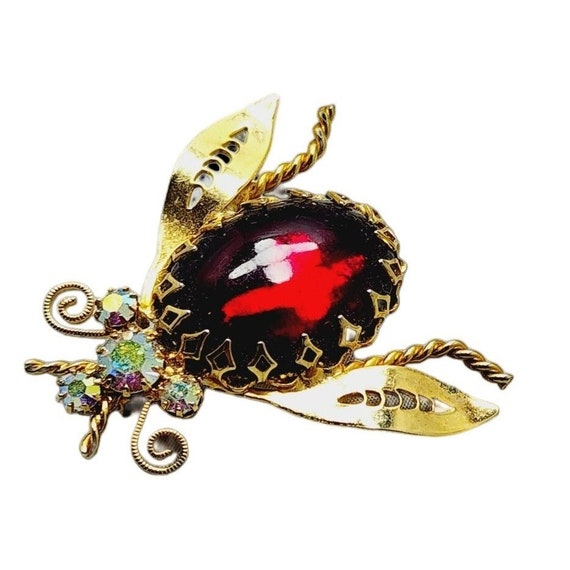 Vintage Glass Fly Brooch (A933) - image 2