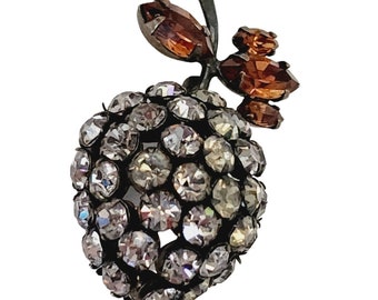 VTG Verified Unsigned Schreiner NY 2-Tone Berry Brooch - Rare Color Combo (A583)