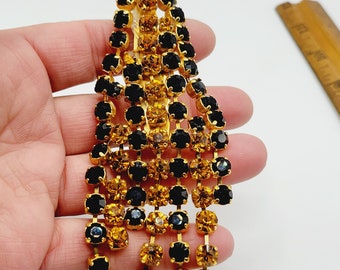 Signed Vintage Huge Flotty Bijoux Sparkling Rhinestone Dangle Brooch (A155)