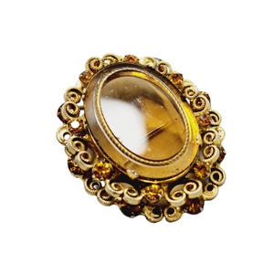 Vintage gelaagde strass filigraan glasbroche (A1520)