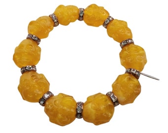 Vintage Yellow Resin Buddha Bracelet NOS (A4340)