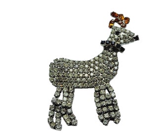 Vintage Rhinestone Reindeer Brooch (A916)