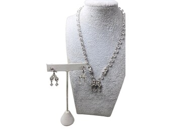 Vintage Art Deco Crystal Lingerie Necklace & Earrings Set (A3018)