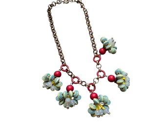 Vintage Glass and Acrylic Drop Necklace (A3179)
