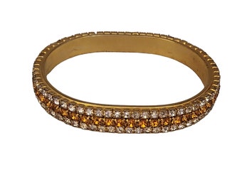 Vintage Heavy Designer Rhinestone 3 Strand Oval Bracelet (A4378)