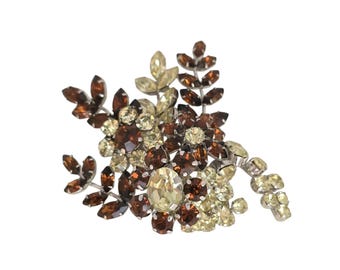 Amazing Unsigned Dimensional Floral Blingy Brooch Attributed To Austria (A8877)