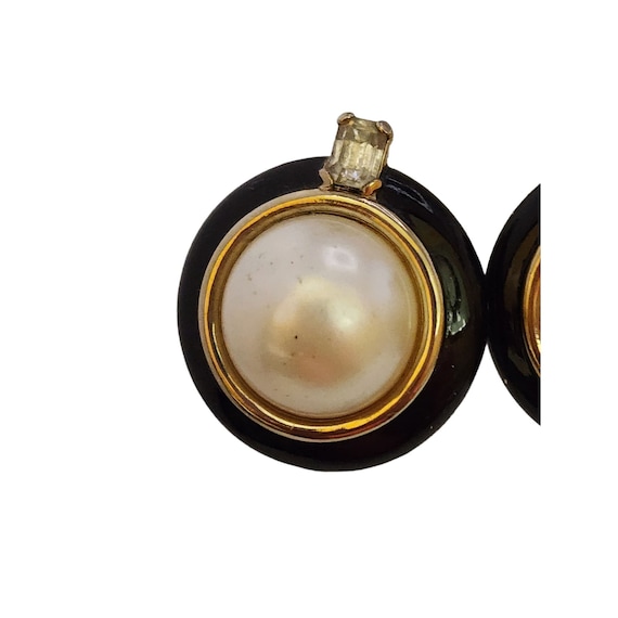 Vintage Valentino Enamel & Pearl Large Clip on Earrings (A3666) - Etsy