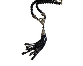 Vintage LA Vintage Signed Crystal Tassel Necklace (A1409)