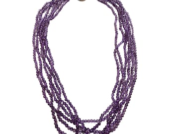 Stunning Sterling and 6-Strand Amethyst Necklace with Beautiful Toggle Closure