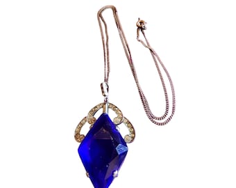 Antique Art Deco Glass Rhinestone Pendant Necklace (A1511)
