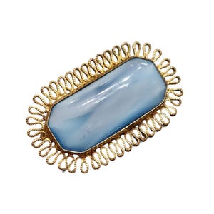 Vintage Art Deco Glass Filigree Brooch (A2532)
