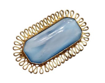 Vintage Art Deco Glass Filigree Brooch (A2532)