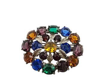 Amazing Multi Czech Faceted Glass Brooch (A7069)