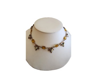 Vintage Neiger Style Art Deco Enameled Glass Necklace (A3017)