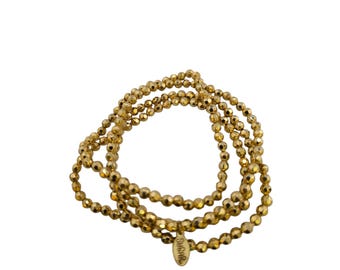 Vintage NOS Sugar NY 4 Strand Metallic Crystal Beaded Bracelet (A9230)